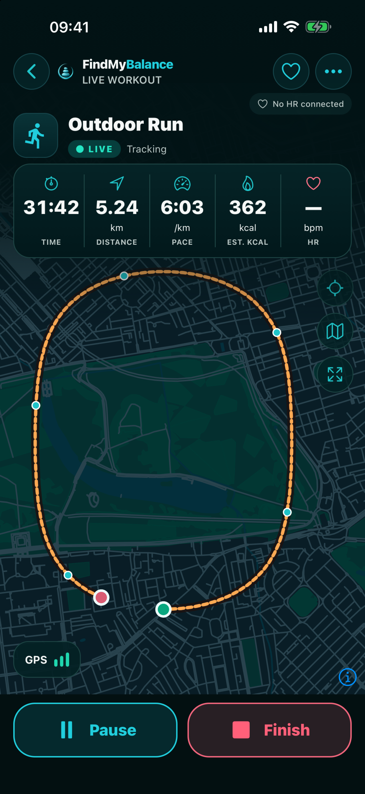 FindMyBalance live workout tracking