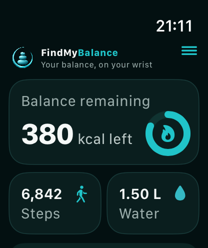FindMyBalance Apple Watch summary